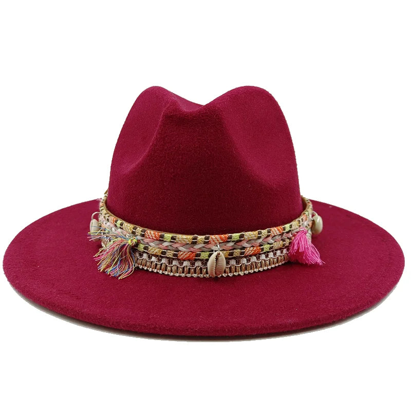 Fedora Hat – Bohemian Shell & Tassel Band