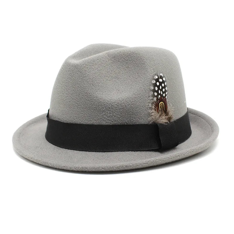 Classic Fedora Trilby Hat with Feather Accent
