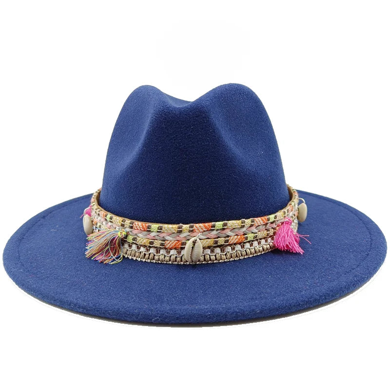Fedora Hat – Bohemian Shell & Tassel Band