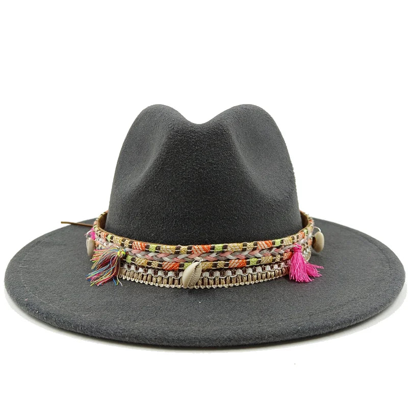 Fedora Hat – Bohemian Shell & Tassel Band