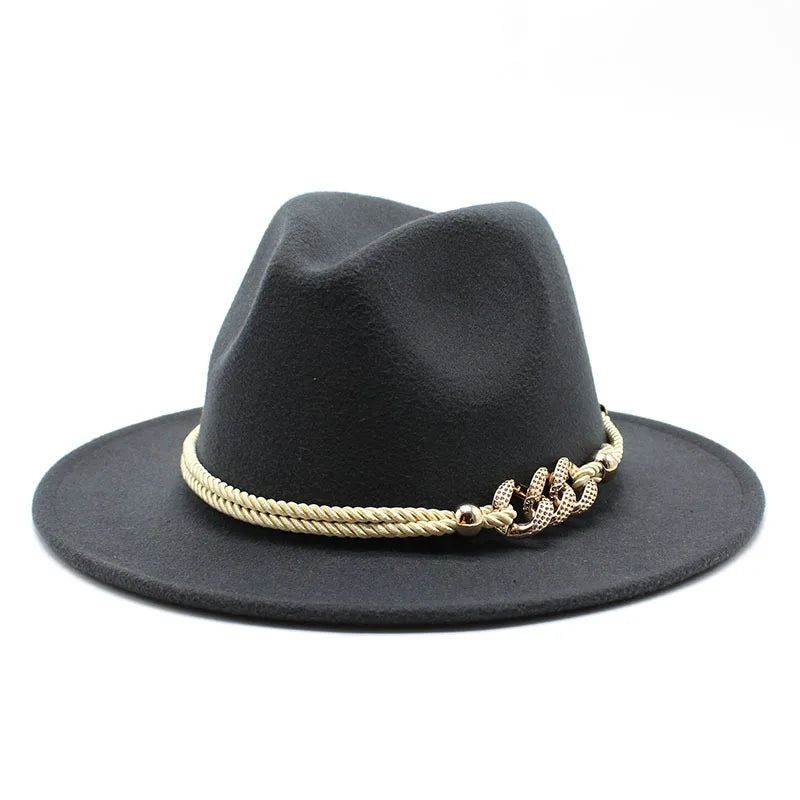Fedora Hat – Rope Band With Chain Accent
