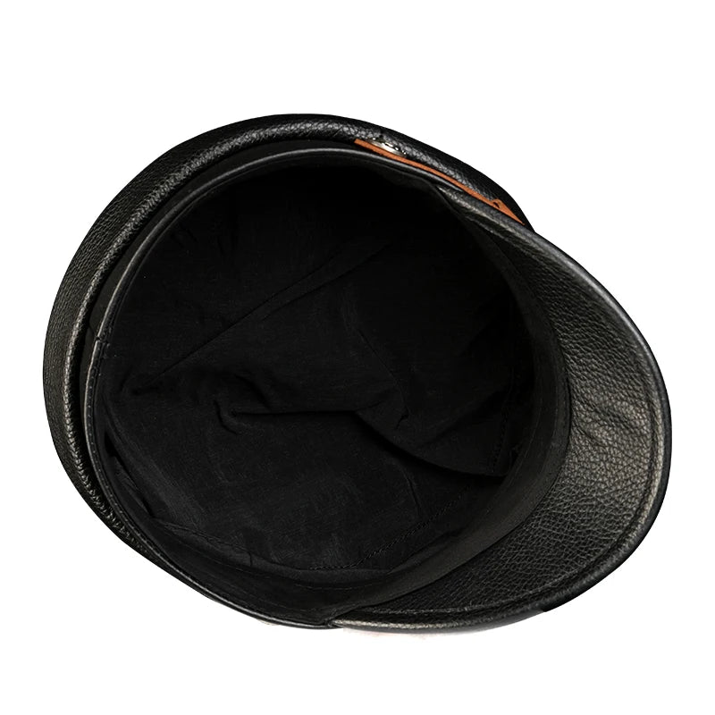 Leather Sailor Cap – Cowhide Badge & Contrast Strap
