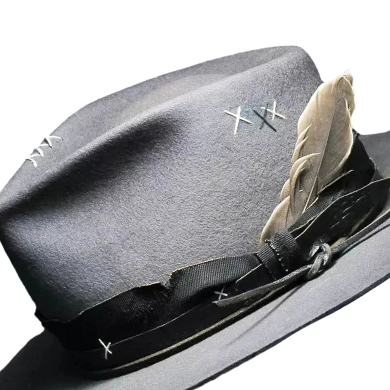 Wool Felt Cowboy Hat with Feather – Distinctive Western Flair