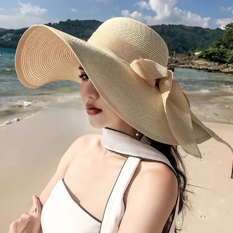 Straw Hat – Wide Brim With Elegant Bow Tie