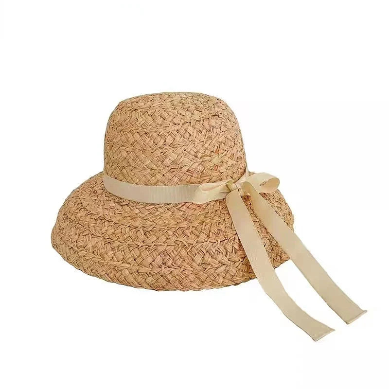 Straw Hat – Sculptural Wide Crown With Minimalist Charm