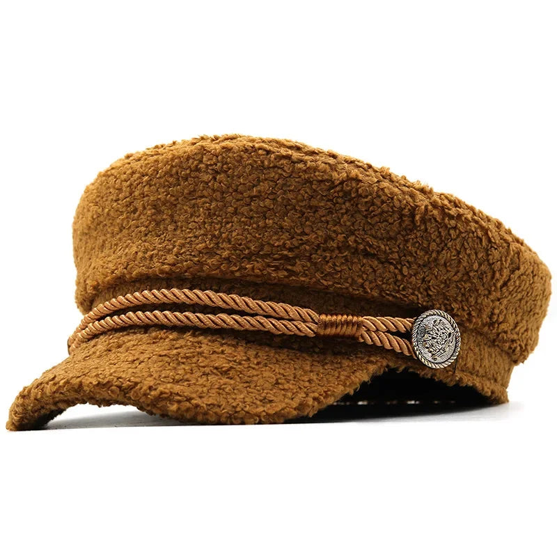 Textured Lamb Wool Sailor Cap – Soft & Stylish Octagonal Design