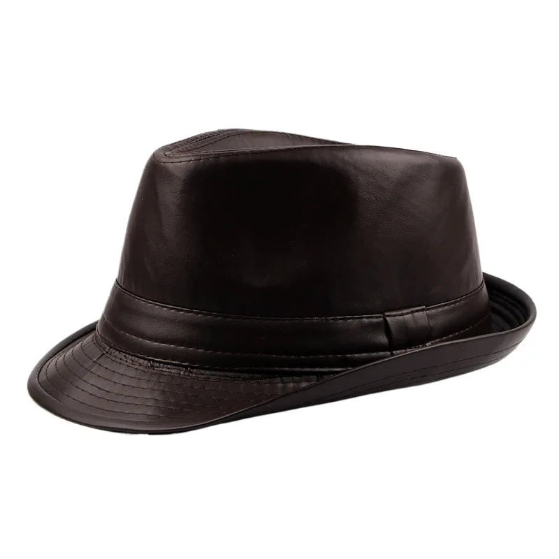 Trilby Hat – Black Faux Leather Urban Style