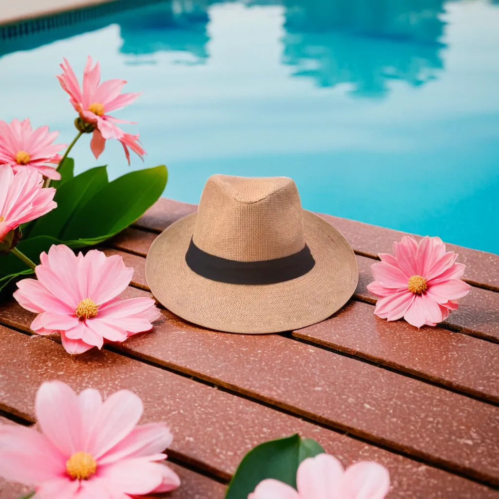 Straw Panama Hat – Classic Fedora Style With Black Band
