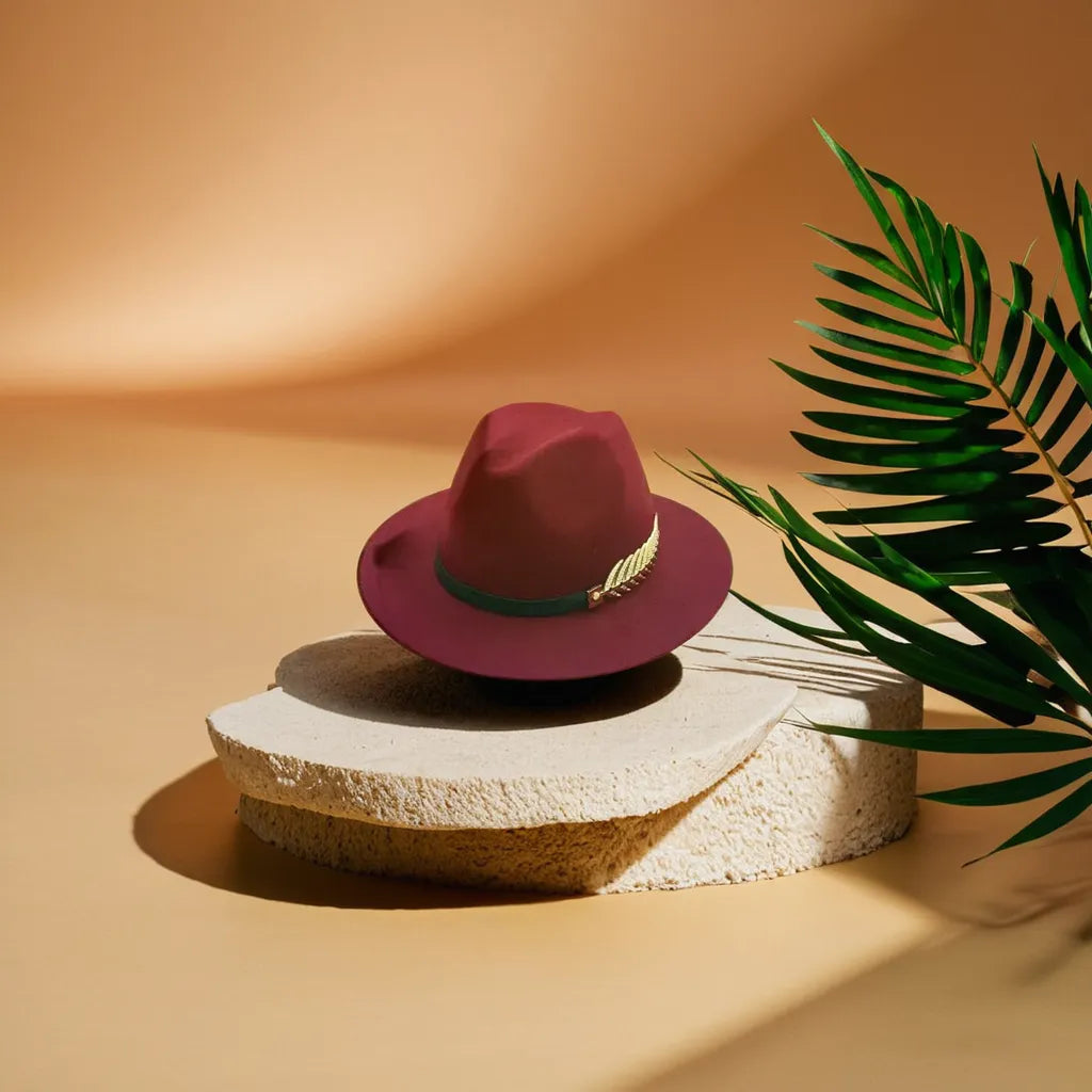 Golden Leaf Fedora Hat – Elegant Style with a Distinctive Touch