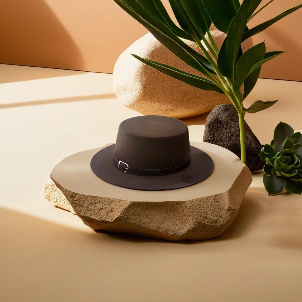 Flat Crown Fedora Hat – Refined Buckle Accent