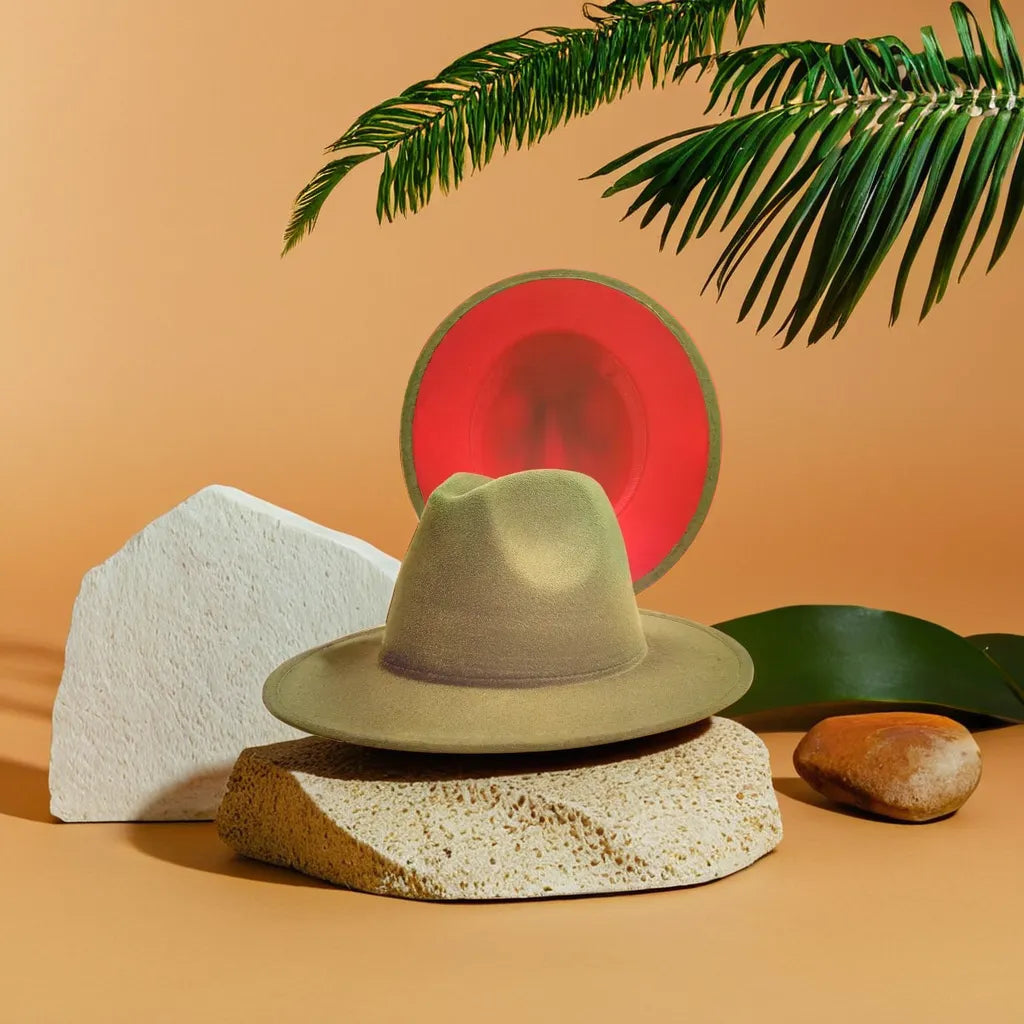 Two‑Tone Lined Fedora Hat – Bold Style Inside and Out
