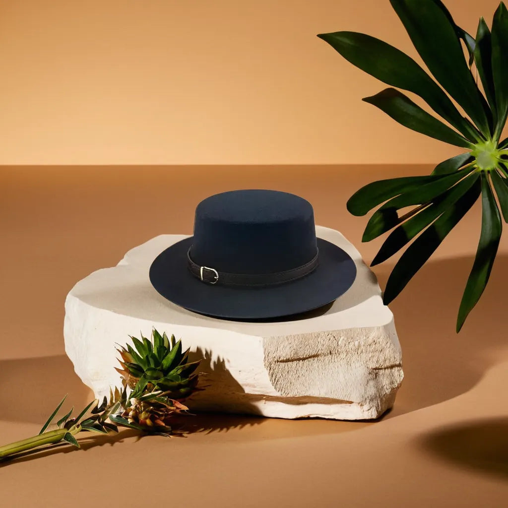 Flat Crown Fedora Hat – Refined Buckle Accent