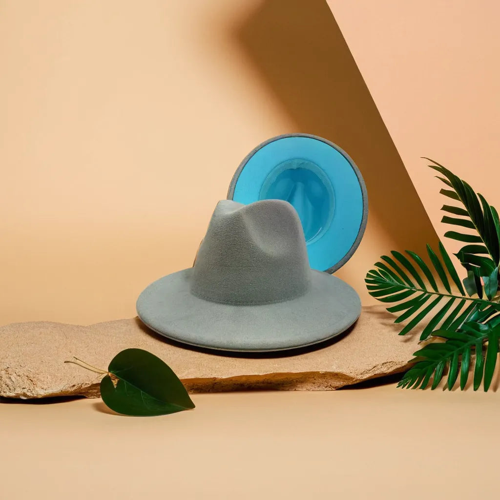 Two‑Tone Lined Fedora Hat – Bold Style Inside and Out