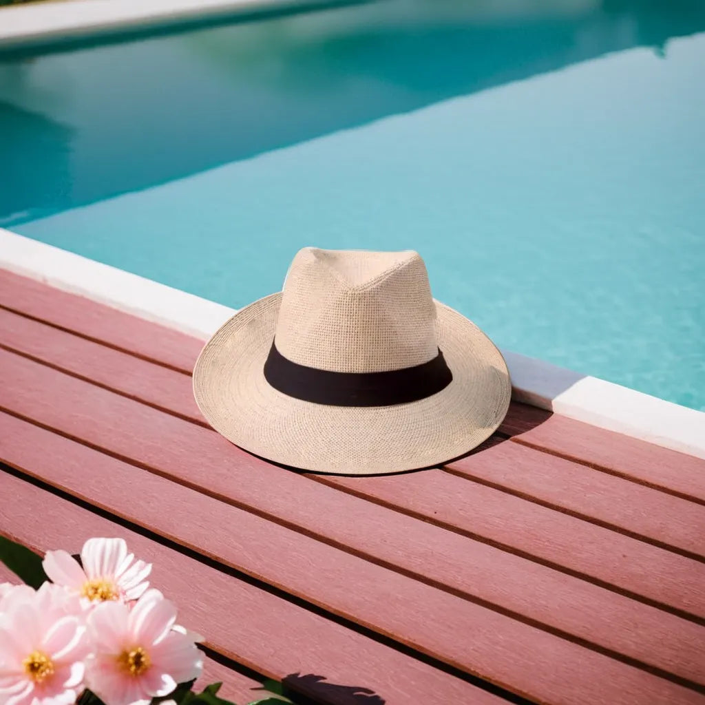 Straw Panama Hat – Classic Fedora Style With Black Band