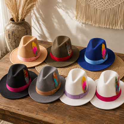 Fedora Hat – Ribbon With Feather Accent