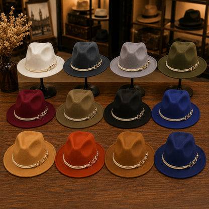 Fedora Hat – Rope Band With Chain Accent