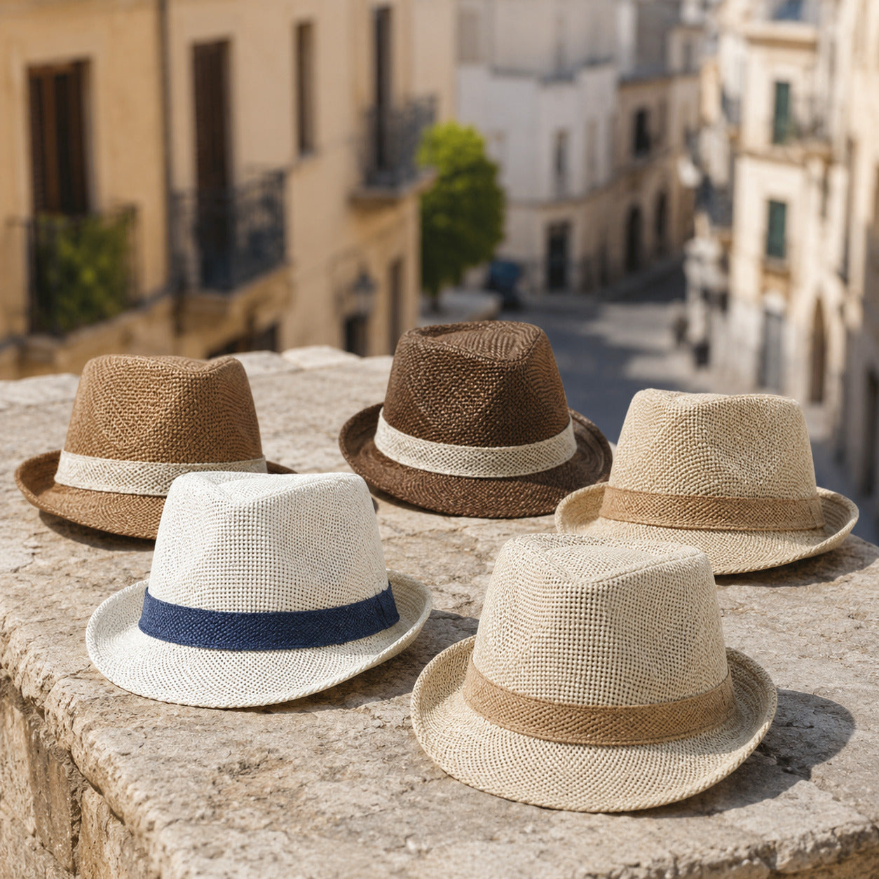 Straw Hat – Trilby Style With Contrasting Band