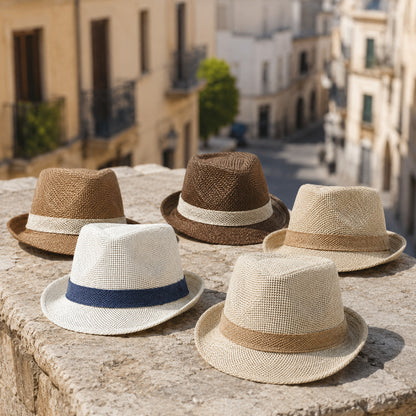 Straw Hat – Trilby Style With Contrasting Band