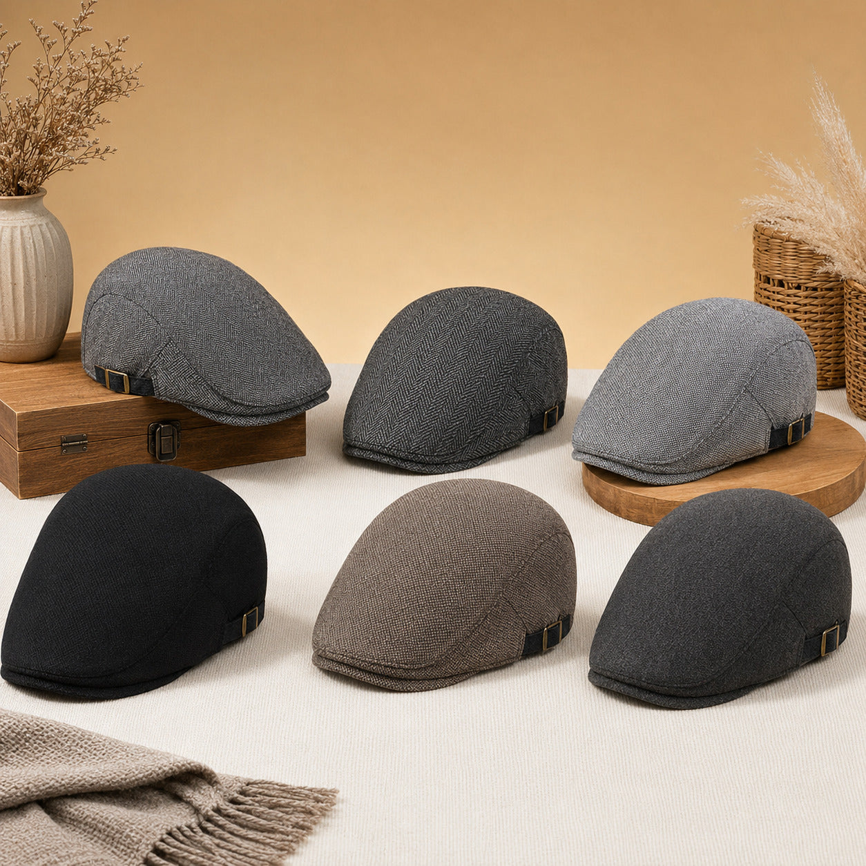 Flat Cap – Men’s Wool Herringbone Pattern