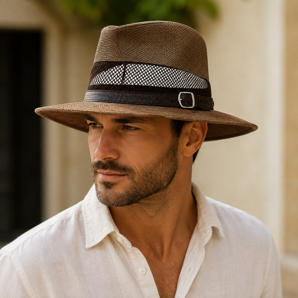 Panama Hat – Breathable Mesh Band & Chin Strap