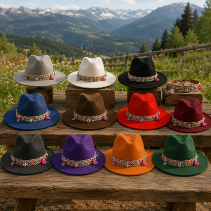 Fedora Hat – Bohemian Shell & Tassel Band