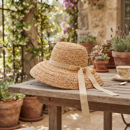 Straw Hat – Sculptural Wide Crown With Minimalist Charm