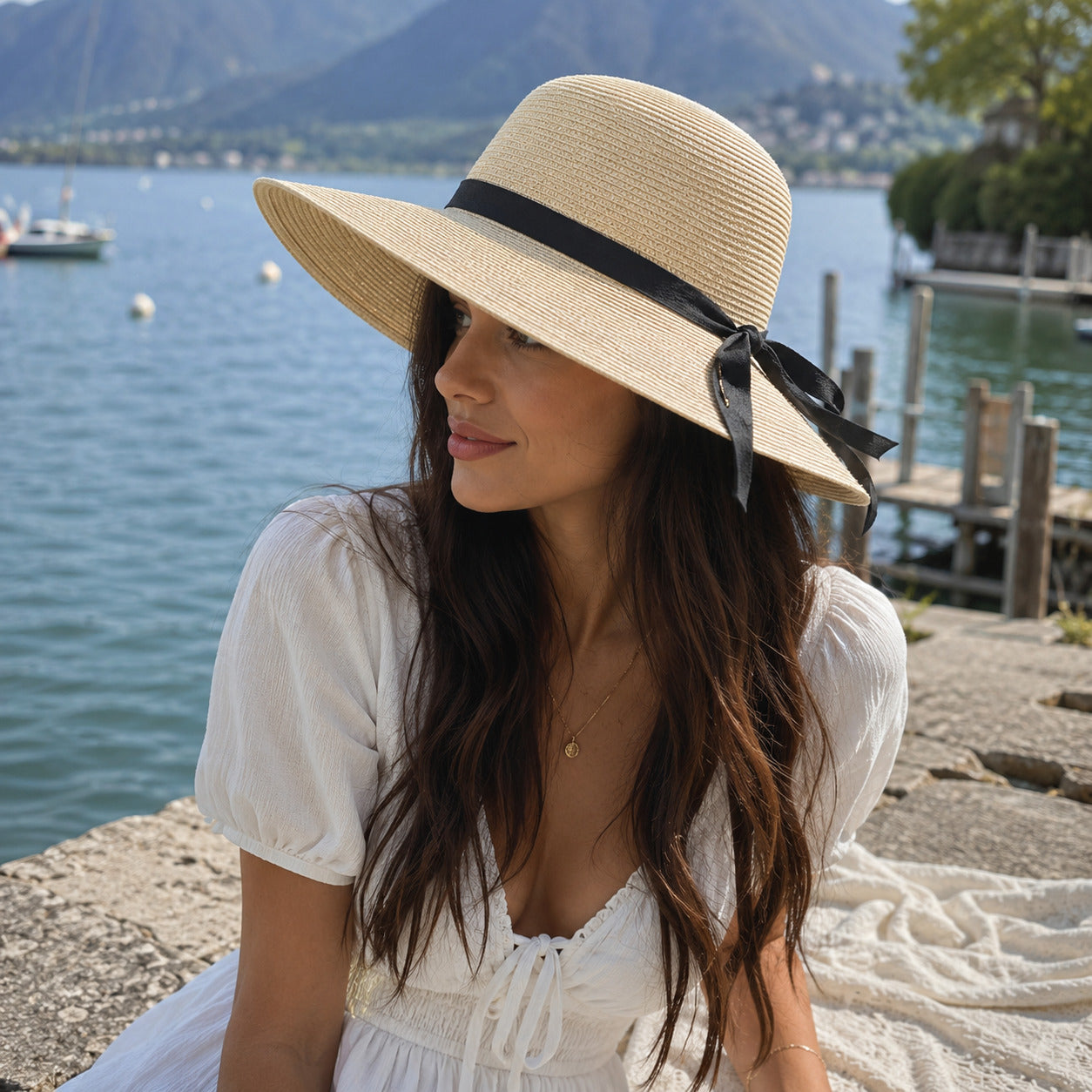 Straw Hat – Wide Brim With Ribbon Bow For Chic Summer Looks