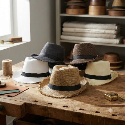 Trilby Straw Hat – Frayed Brim Summer Style