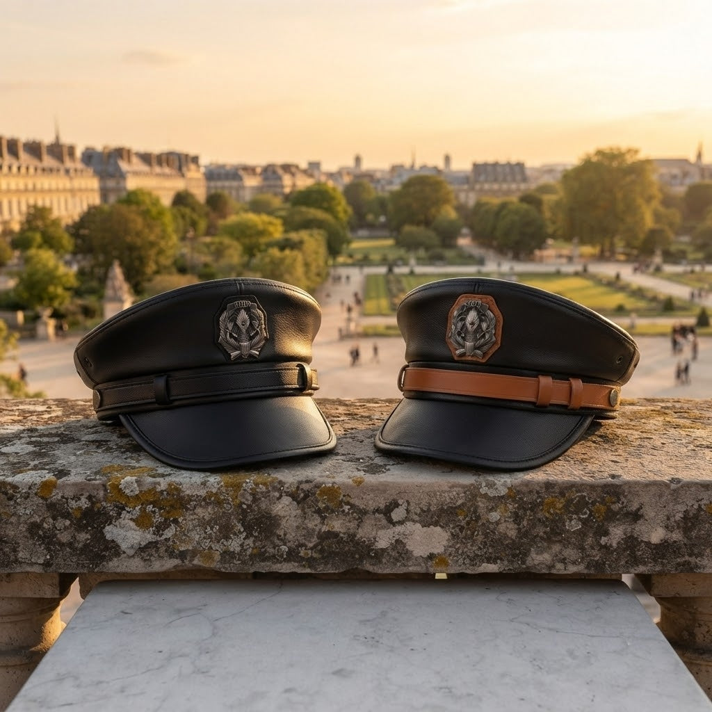 Leather Sailor Cap – Cowhide Badge & Contrast Strap