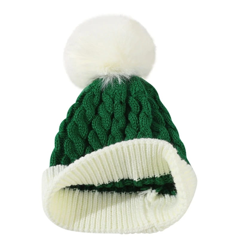 Beanie – Christmas Cable Knit with Pom-Pom