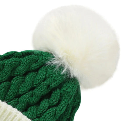 Beanie – Christmas Cable Knit with Pom-Pom