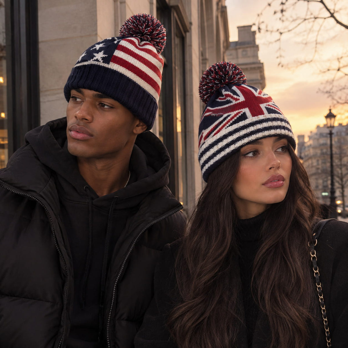 Beanie – Flag Print Cuffed Knit, Unisex