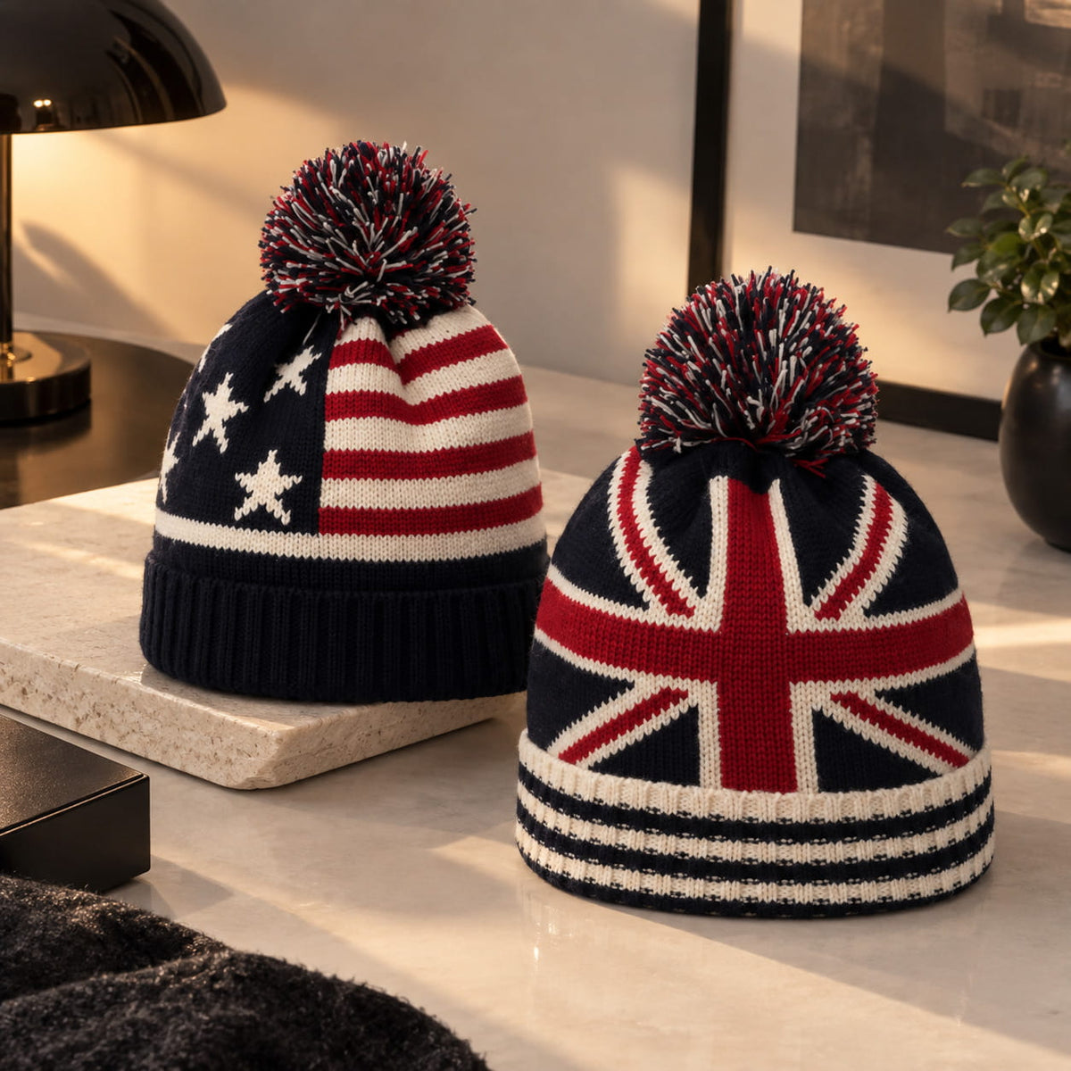 Beanie – Flag Print Cuffed Knit, Unisex