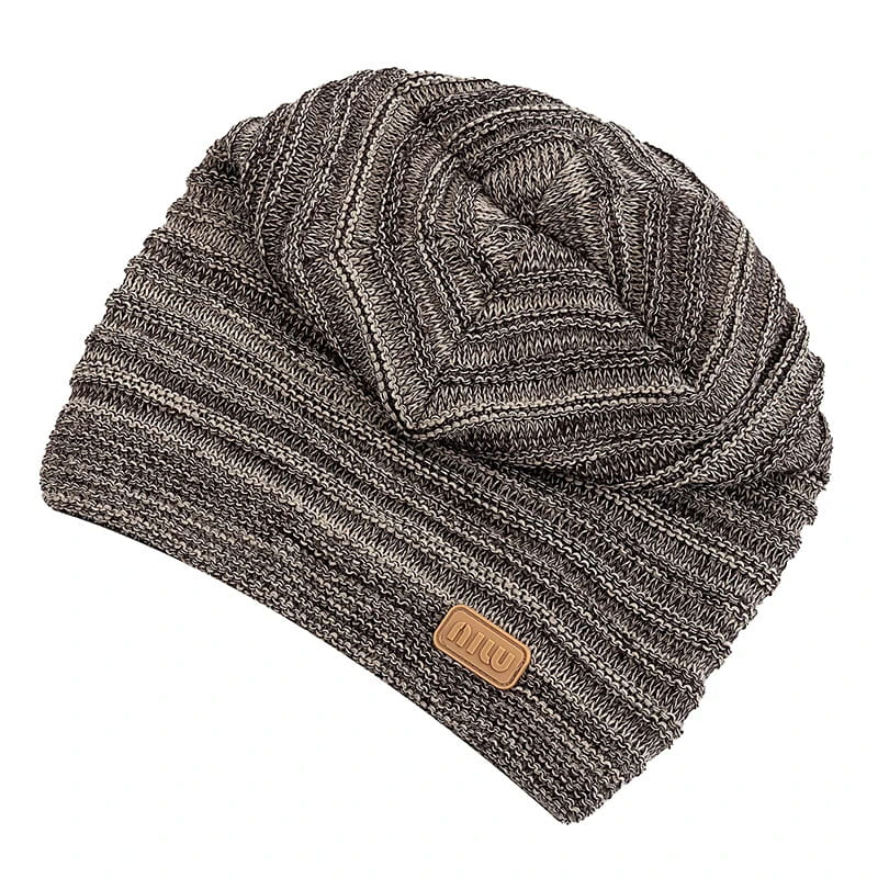 Beanie – Striped Slouchy Knit with Fur Lining