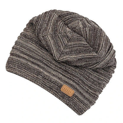 Beanie – Striped Slouchy Knit with Fur Lining