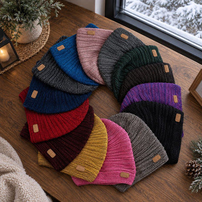 Beanie – Striped Slouchy Knit with Fur Lining