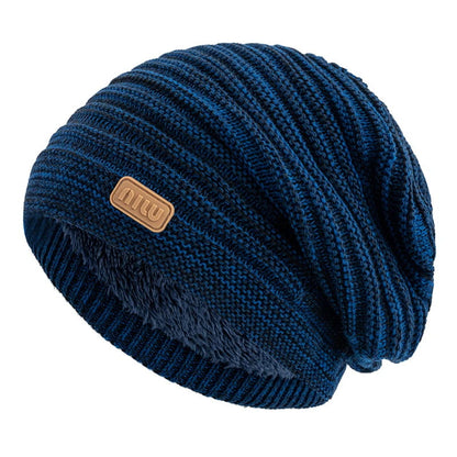 Beanie – Striped Slouchy Knit with Fur Lining