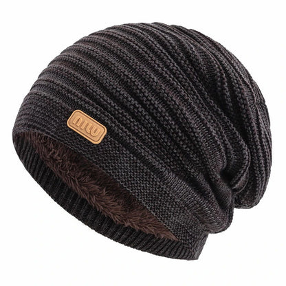 Beanie – Striped Slouchy Knit with Fur Lining