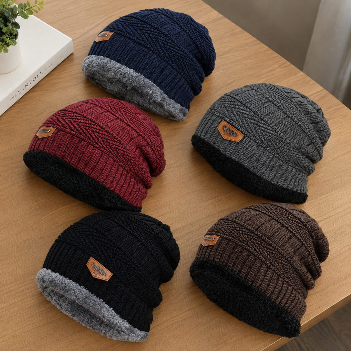 Beanie – Unisex Warm Fleece-Lined Cable