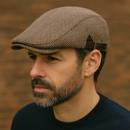 Flat Cap – Men’s Wool Herringbone Pattern