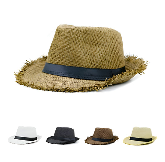 Trilby Straw Hat – Frayed Brim Summer Style