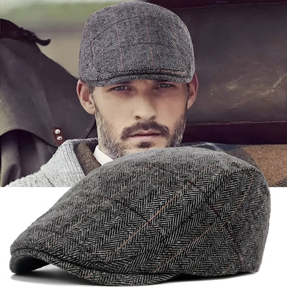 Classic Wool Blend Flat Cap for Men