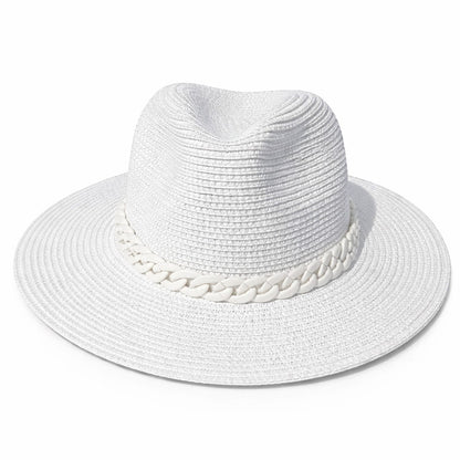 Straw Panama Hat With Chain Detail