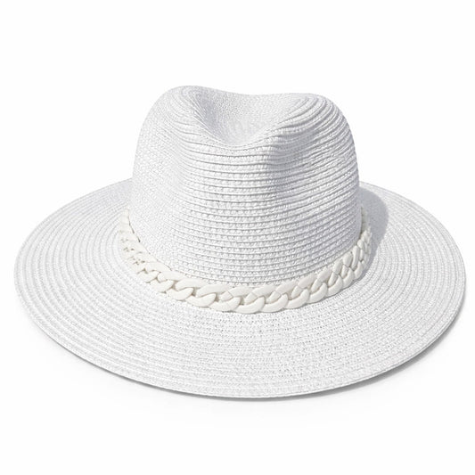 Straw Panama Hat With Chain Detail