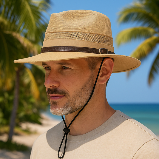 Panama Hat – Breathable Mesh Band & Chin Strap