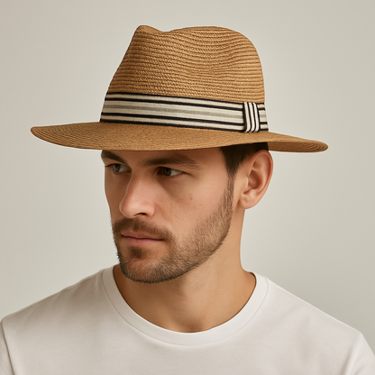Panama Hat – Striped Band & Clean Structured Finish