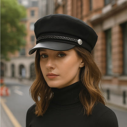 Braided Wool Sailor Cap – Structured Feminine Design With Braided Trim