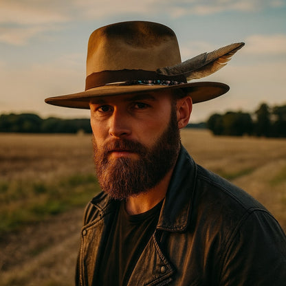 Wool Felt Cowboy Hat with Feather – Distinctive Western Flair