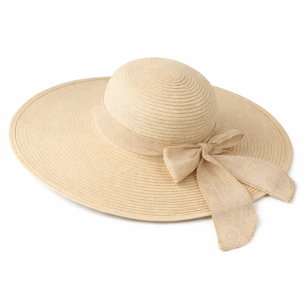 Straw Hat – Wide Brim & Delicate Bow For Summer Days