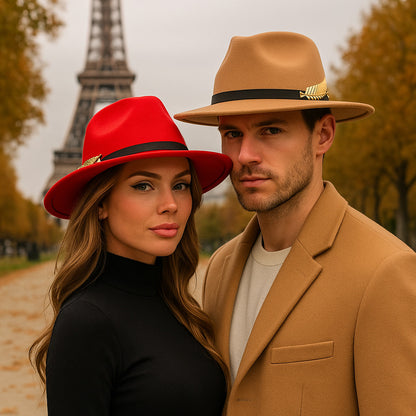 Golden Leaf Fedora Hat – Elegant Style with a Distinctive Touch